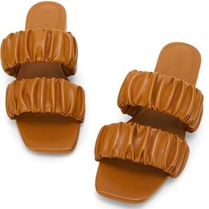 New PiePieBuy Womens Square Open Toe flat Sandals Two Straps Low Heel Mule Slide